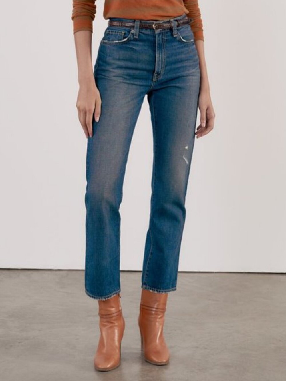 Nili Lotan Womens 28 Straight Leg Classic Wash Denim Jeans Distressed Capsule